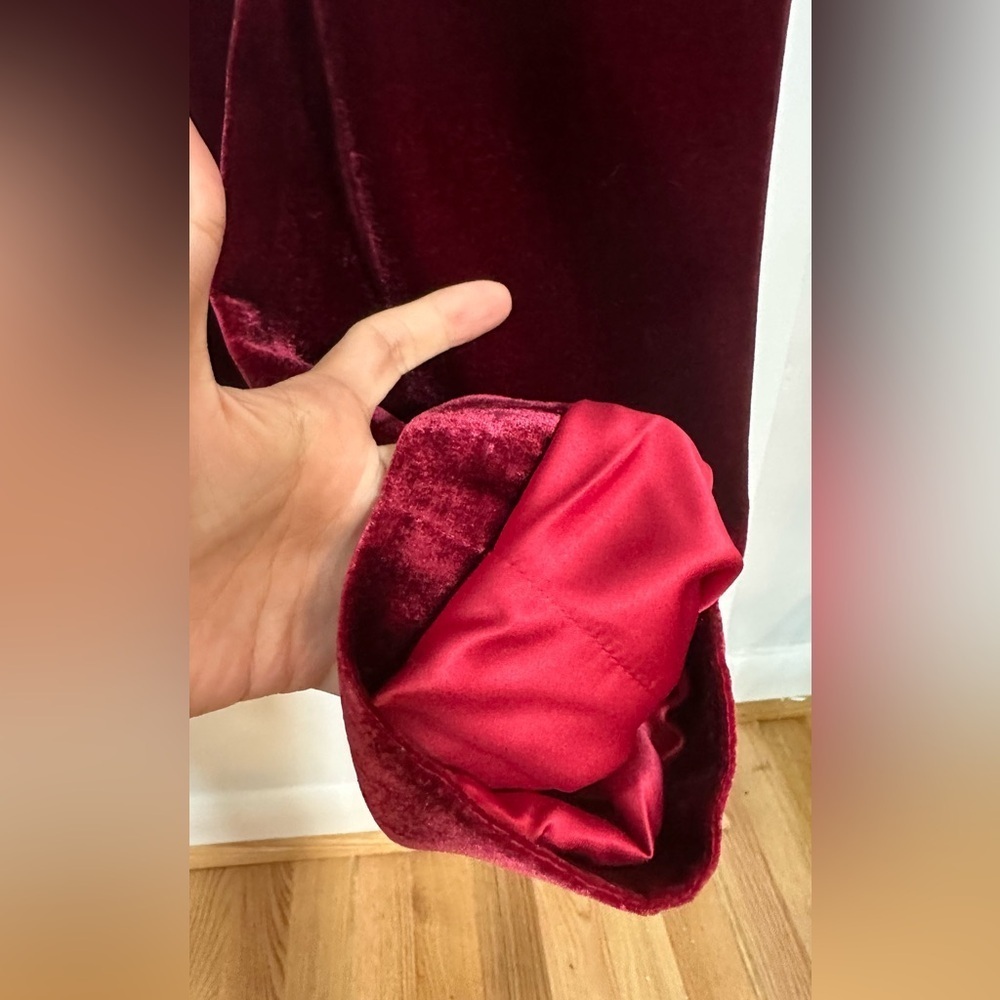 NWT Rasario Silk Velvet High Waisted Trouser Pants Burgundy FR 40 (US 6) - Picture 12 of 14